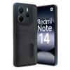 Xiaomi Redmi Note 14 4G Kılıf Sara Kartvizitli Deri Kılıf - Siyah