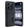 Xiaomi Redmi Note 14 4G Kılıf Sara Kartvizitli Deri Kılıf - Siyah