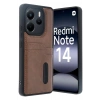 Xiaomi Redmi Note 14 4G Kılıf Sara Kartvizitli Deri Kılıf - Taba