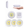 Yapışkanlı 3lü Spot Led Işık Lamba Montajsız Pilli Uzaktan Kumandalı