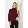 Yarım Boğaz Triko Kazak- Bordo