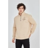 Yarım Fermuarlı Baskılı Sweat - Bej -