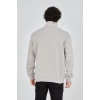 Yarım Fermuarlı Baskılı Sweat - Boyalı Gri -