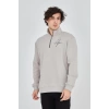 Yarım Fermuarlı Baskılı Sweat - Boyalı Gri -