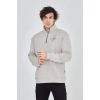 Yarım Fermuarlı Baskılı Sweat - Boyalı Gri -