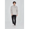 Yarım Fermuarlı Baskılı Sweat - Boyalı Gri -