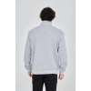Yarım Fermuarlı Baskılı Sweat - Gri -