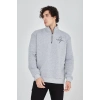 Yarım Fermuarlı Baskılı Sweat - Gri -