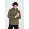 Yarım Fermuarlı Baskılı Sweat - Yeşil -