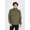 Yarım Fermuarlı Baskılı Sweat - Yeşil -