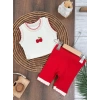 Yazlık Pamuklu Kiraz Nakışlı Kolsuz Kız Bebek 2li Takım