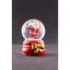 Yeni Yıl ı Noel Baba Temalı Kurdele Detaylı Mini Boy Işıklı Kar Küresi 6,5 cm A