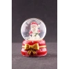Yeni Yıl ı Noel Baba Temalı Kurdele Detaylı Mini Boy Işıklı Kar Küresi 6,5 cm A