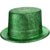 Yeşil Renk Parıltılı Simli Fötr Silindir Parti Şapkası