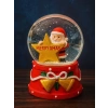 Yılbaşı Temalı LED Işıklı Yıldızlı Noel Baba Kar Küresi 9 cm Orta Boy Yeni Yıl Süsü - 48