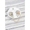Yıldız Model Pirinç Gold Renk Zincir Bağlantılı Ear Cuff Küpe Seti - TJ-BKP11545