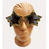 Yıldız Şekilli Parlak Metalize Parti Gözlüğü Altın Renk 16X7 cm (4887)