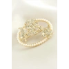 Yonca Çiçek İnci Taşlı Broş