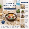 YUVARLAK AHŞAP SEPET RENKLİ MİX MİDYE - DENİZ KABUK VAZO TAŞI (4887)