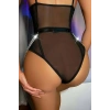 Zincirli Siyah Deri Bel Kemer Harness - Brf391