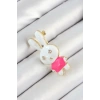 Zirkon Taş Detaylı Beyaz Ve Pembe 3D Tavşan Figürlü Kadın Broş - TJ-BR436