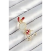 Zirkon Taş Detaylı Kırmızı 3D Scooter Süren Tavşan Kız Figürlü Gold Renk Kadın Broş - TJ-BR443