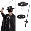 Zorro Kostüm Seti 3’lü Çocuk – Şapka, Maske ve Kılıç