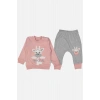 Zürafa Nakışlı % 100 Pamuk Kız Bebek Takımı