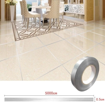 0.5 Cm Kalınlık Gümüş Fayans Arası Şerit Bandı 50 Metre Banyo Derz Dekor Bandı (7272)