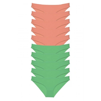 10 adet Eko Set Likralı Kadın Slip Külot Pudra Yeşil