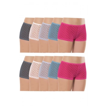 10 Adet Kadın Komple Tül Dantel Boxer Külot