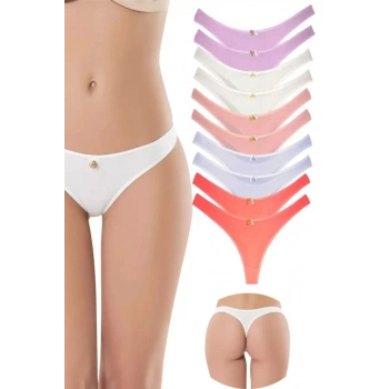 10 Adet Pamuklu Kadın Klasik Tanga Soft Renkler