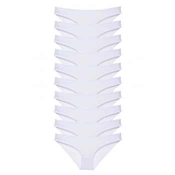 10 adet Süper Eko Set Likralı Kadın Slip Külot Beyaz