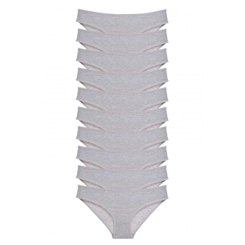 10 adet Süper Eko Set Likralı Kadın Slip Külot Gri