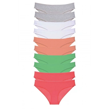 10 adet Süper Eko Set Likralı Kadın Slip Külot Gri Beyaz Pudra Yeşil Fuşya