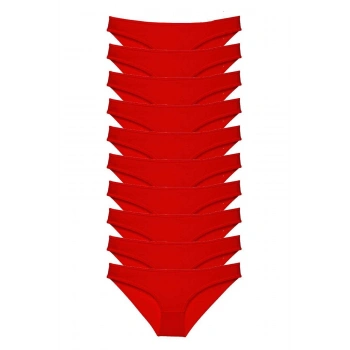 10 adet Süper Eko Set Likralı Kadın Slip Külot Kırmızı