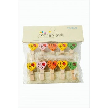 10 Adet Uğur Böceği Renkli Kalp Süs Mandal