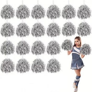 10 Çift ( 20 Adet ) Gümüş Renk 23 Nisan 19 Mayıs 29 Ekim Okul Gösteri Ponponları