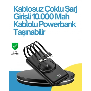 10000mah Kablosuz Ve Hızlı Şarj Destekli Powerbank – Taşınabilir Şarj Gücü