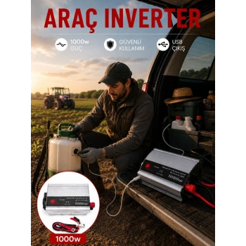 1000w Güç İnverteri Araç Aküsünden Priz Çıkışı Sağlayan Çevirici