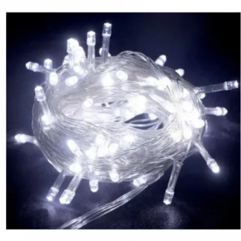 10m 100 Led Boncuk Lamba Beyaz Işık Şeffaf Kablo
