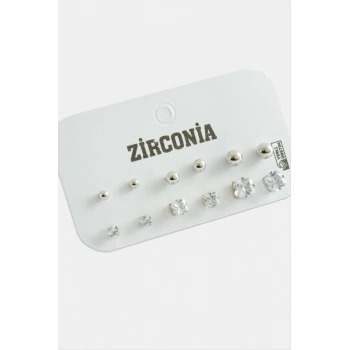 12 Adet Kare Zirkon Tek Taşlı Küpe