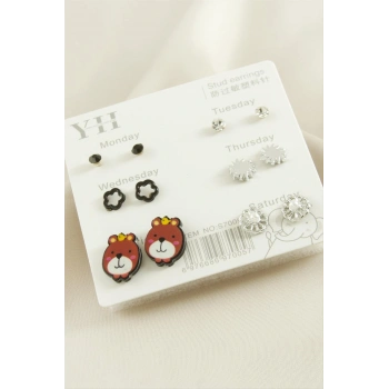 12 Adet Köpek Metal Taşlı Küpe