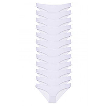 12 adet Süper Eko Set Likralı Kadın Slip Külot Beyaz