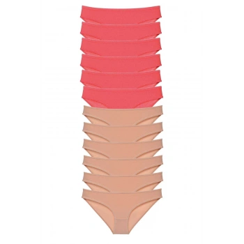 12 adet Süper Eko Set Likralı Kadın Slip Külot Fuşya Ten