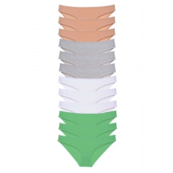 12 adet Süper Eko Set Likralı Kadın Slip Külot Ten Gri Beyaz Yeşil