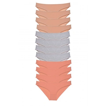 12 adet Süper Eko Set Likralı Kadın Slip Külot Ten Gri Pudra