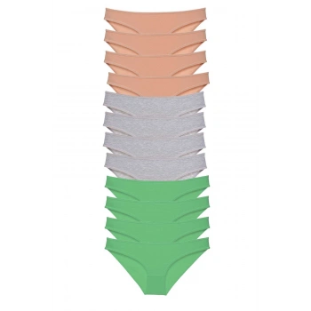 12 adet Süper Eko Set Likralı Kadın Slip Külot Ten Gri Yeşil