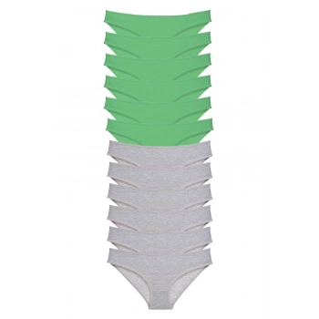 12 adet Süper Eko Set Likralı Kadın Slip Külot Yeşil Gri