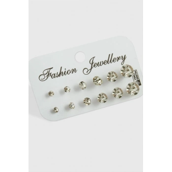 12 Adet Tek Taşlı Küpe